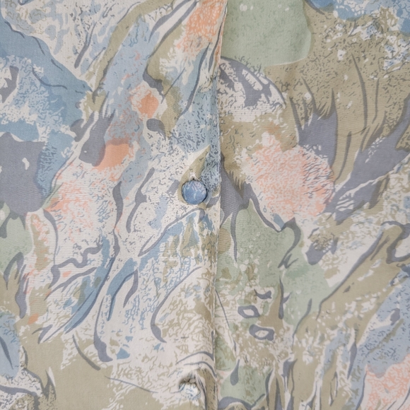 Metro Express 100% Silk Flowey Button Short Sleeve Top, Size L - Picture 10 of 10